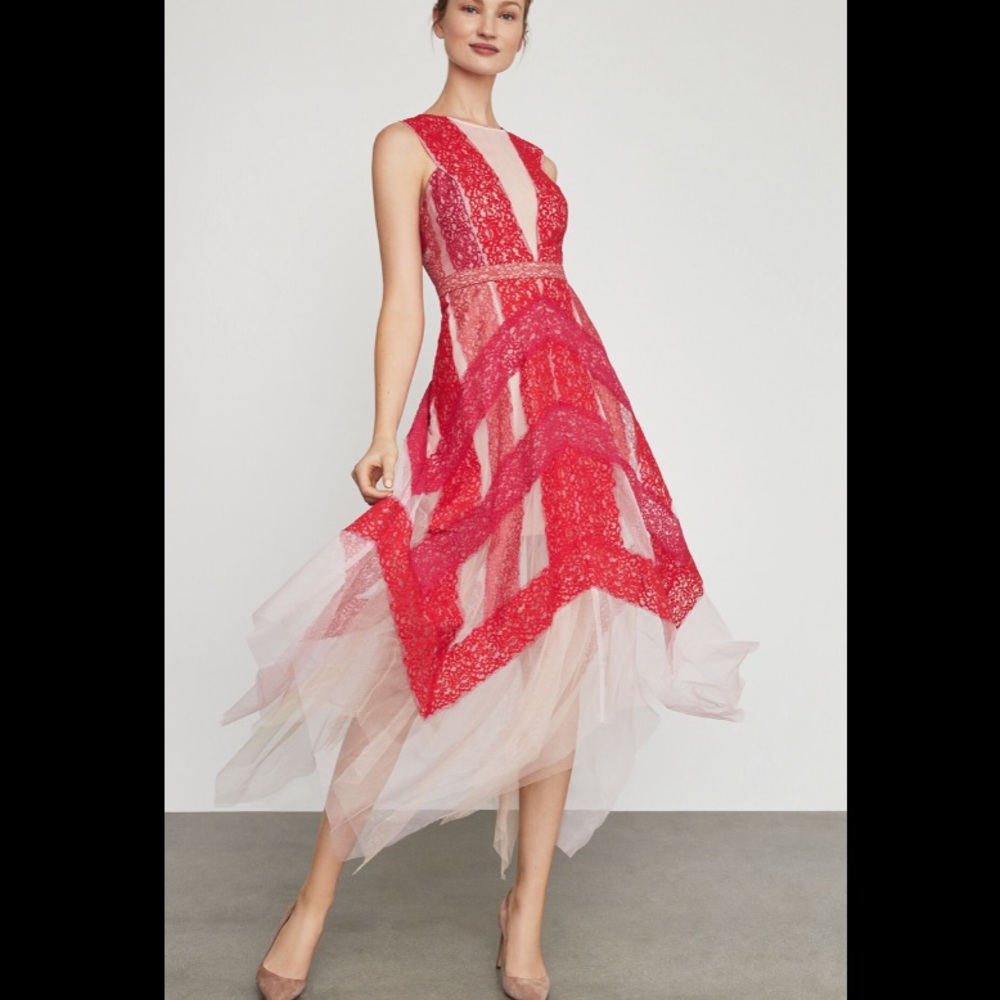 BCBG Floral Lace Handkerchief Dress. Size 4